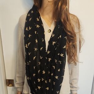 Charlies Black and Gold Bird Motif Scarf
